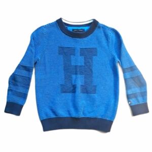 Tommy Hilfiger Kid's Knit Contrast Logo Sweater - Size XS (4-5) Blue